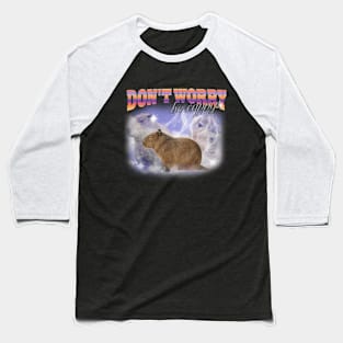 Cabybara Vintage 90s Bootleg Style T-Shirt, don't worry be cappy Shirt, Funny Capybara Meme Baseball T-Shirt